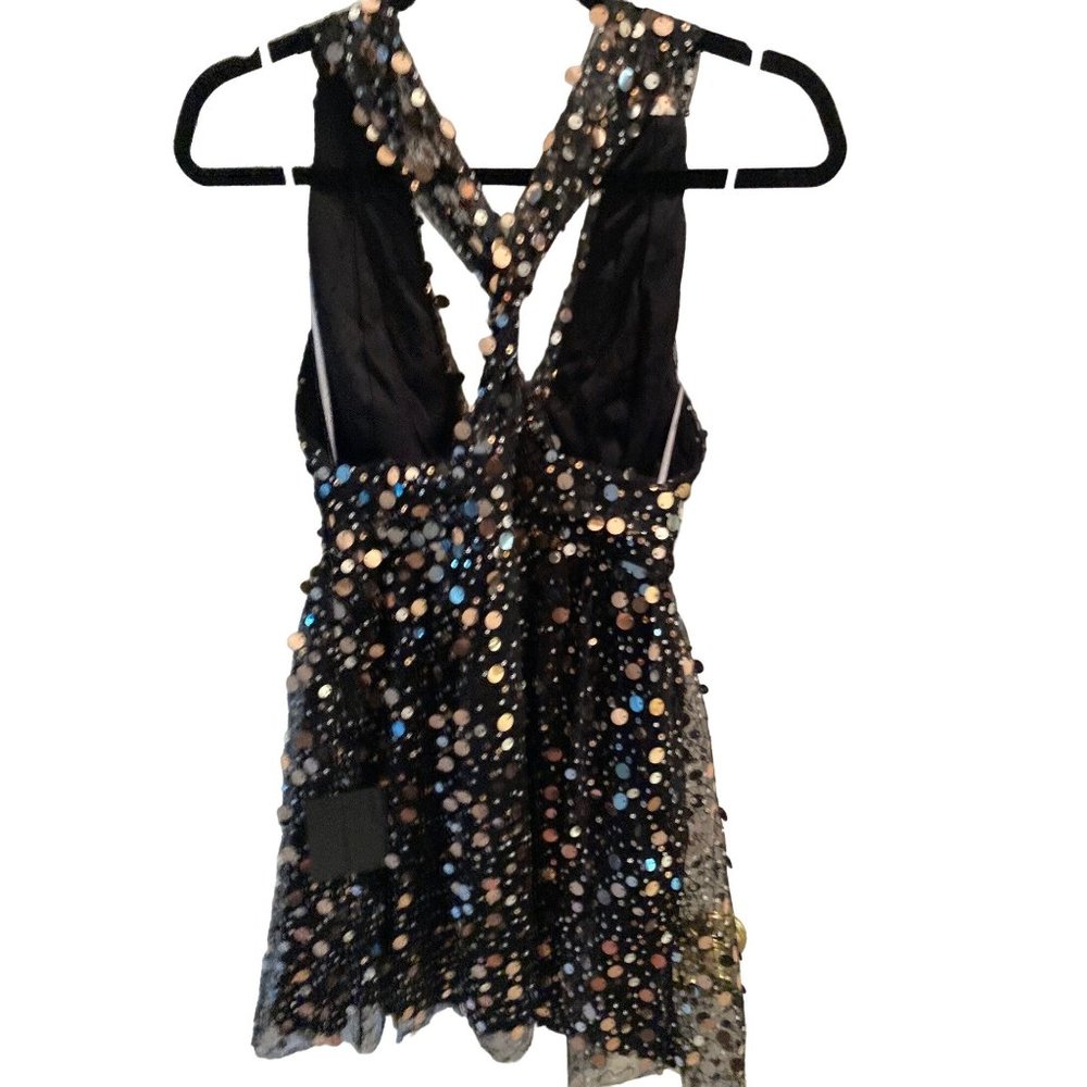 NWT Shine On You Black Sequin Mini Skater Dress XS - Picture 6 of 7